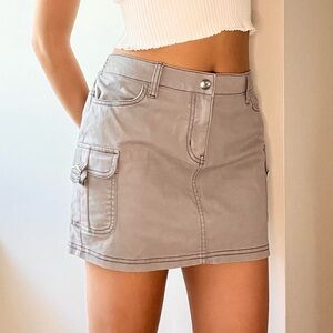 Gray Cargo Mini Skirt